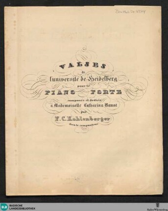 Valses de l'université de Heidelberg : pour le piano forte