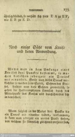 Noch einige Sätze vom Kreise und deren Anwendung