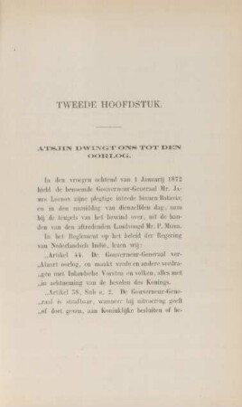 Tweede hoofdstuk. Atsjin dwingt ons tot den oorlog