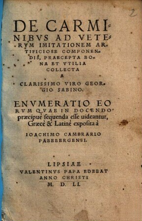 De Carminibvs Ad Vetervm Imitationem Artificiose Componendis, Praecepta Bona Et Vtilia
