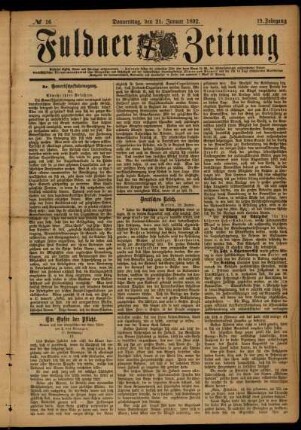 Ausgabe vom Donnerstag, den 21. Januar 1892.
