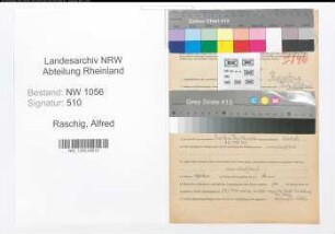 Entnazifizierung Alfred Raschig , geb. 04.12.1901 (Angestellter)