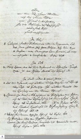 Verzeichnis der von Heinrich Milde dem Waisenhaus Halle geschenkten Bücher