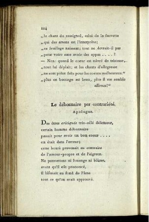 Le débonnaire par contrariété. - Avis aux éditeurs d'ouvrages posthumes.