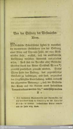 Von der Stiftung des Westminster-Abtey