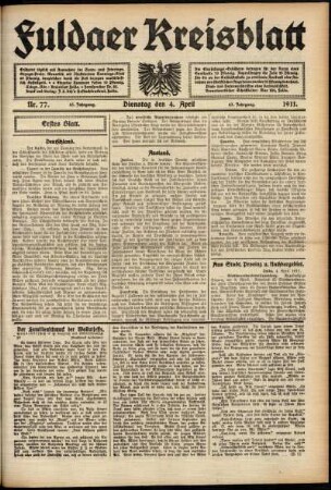 Erste Ausgabe vom Dienstag, den 04. April 1911.
