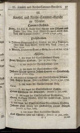 III. Kayserl. und Reichs-Cammer-Gericht zu Wetzlar.