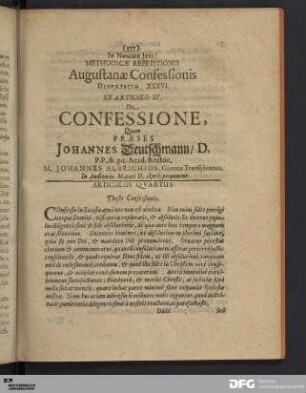 Articulus IV. De Confessione.
