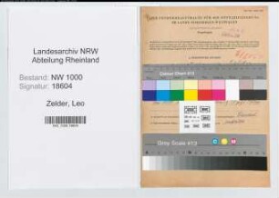 Entnazifizierung Leo Zelder, geb. 21.01.1901 (Versicherungsagent)
