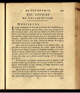 Des Devoirs de L'Academicien.