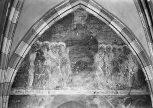 Wandmalerei im 5. Joch von Norden. — Feld 24, Szene oben: Christi Himmelfahrt