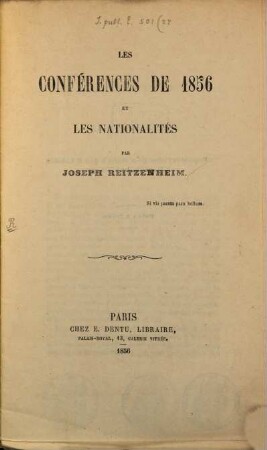 Les conférences de 1856 et les nationalités