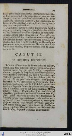 Caput III. De Rubricis Directivis.
