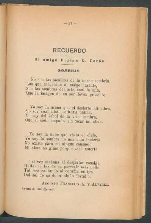 Recuerdo Al amigo Higinio D. Cazón : Sombras