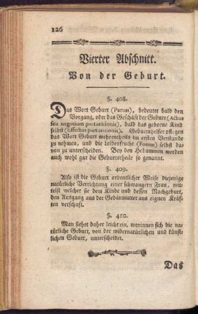 Vierter Abschnitt. Von der Geburt