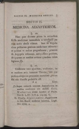 Sectio II. Medicina Aegyptiorum