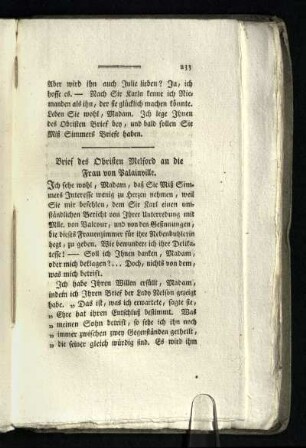 Brief des Obristen Melford an die Frau vonPalainville