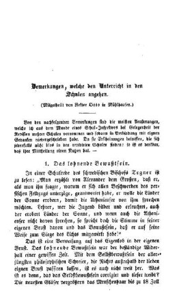 Bemerkungen, welche den Unterricht in den Schulen angehen