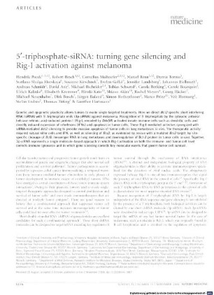 5'-triphosphate-siRNA : turning gene silencing and Rig-I activation against melanoma