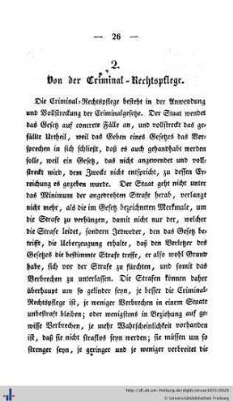2. Von der Criminal-Rechtspflege.