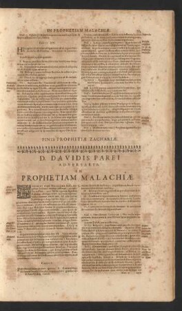 D. Davidis Parei Adversaria. In Prophetiam Malachiae
