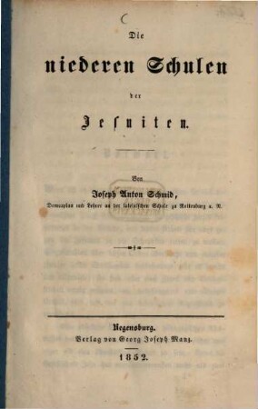 Die niederen Schulen der Jesuiten