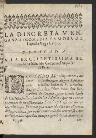La Discreta Venganza: Comedia Famosa De Lope de Vega Carpio,