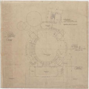 Gsaenger, Gustav; Kassel (Hessen); Kreuzkirche, Wiederaufbau - Tektur zum Wiederaufbau, Eingabeplan (Grundriss OG)