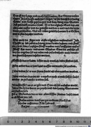 Das ist die Lenge vnd maß der wunden Der Siyten vnsers Heren Jesu Christi