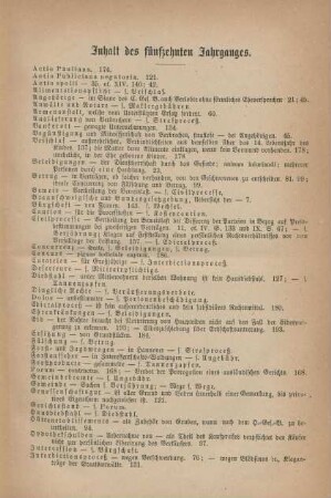 Inhalt des fünfzehnten Jahrgangs