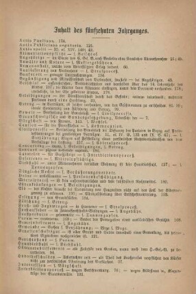 Inhalt des fünfzehnten Jahrgangs