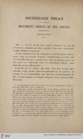 5.F.15.1922: Archéologie thrace : documents inédits ou peu connus