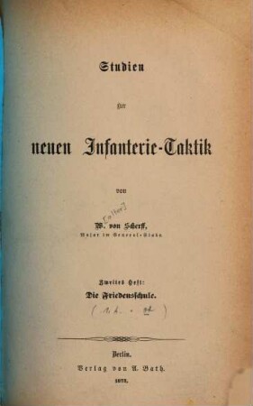 Studien zur neuen Infanterie-Taktik, 2