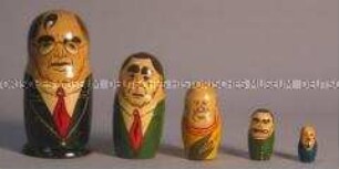 Matrjoschka mit Gorbatschow, Breschnew, Chruschtschow, Stalin und Lenin