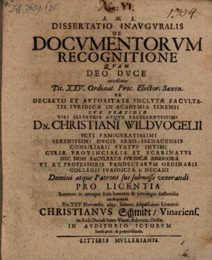 Diss. ... de documentorum recognitione