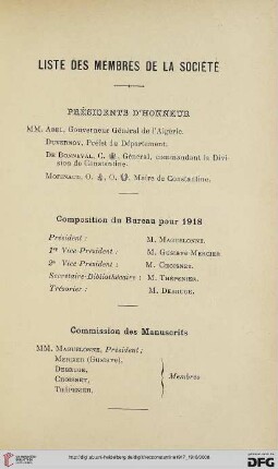 Liste des membres de la Société