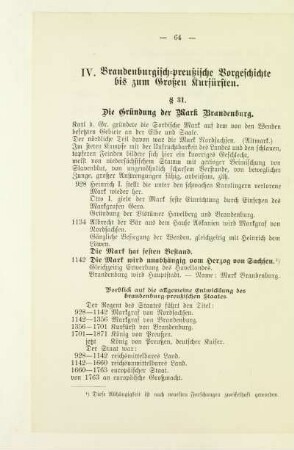 IV. Brandenburgisch-preußische Vorgeschichte bis zum Großen Kurfürsten