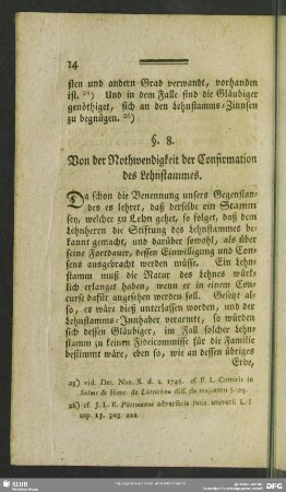 §. 8. Von der Nothwendigkeit der Confirmation des Lehnstammes