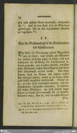 §. 8. Von der Nothwendigkeit der Confirmation des Lehnstammes