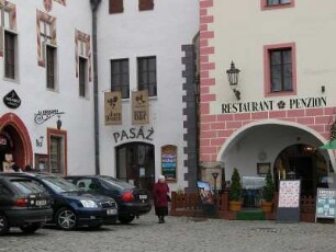 Cesky Krumlov - Sanierte Häuser : Die Altstadt von Cesky Krumlov, aufgenommen 2005