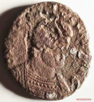Römische Münze, Nominal Maiorina, Prägeherr Magnentius für Decentius, Prägeort Lyon, Original
