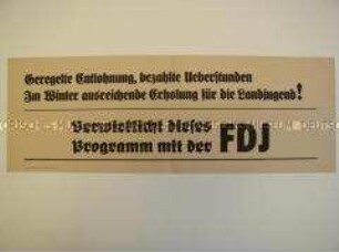 Maueranschlag mit Forderungen der FDJ