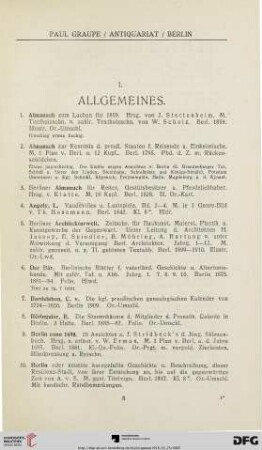 I. Allgemeines (Nr. 1-164)