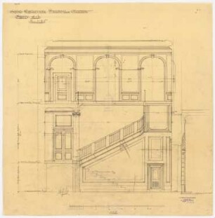 Schloss Schönrade: Vestibül und Haupttreppe: Querschnitt 1:25