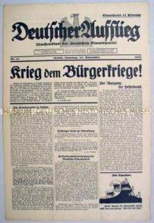 Wochenzeitung der Deutschen Staatspartei "Deutscher Aufstieg"