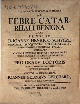 De febre catarrhali benigna