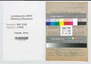 Entnazifizierung Artur Hasse, geb. 04.07.1892 (Telegrafenassistent)