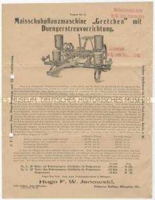 Maispflanzmaschine der Firma Janowski in USA