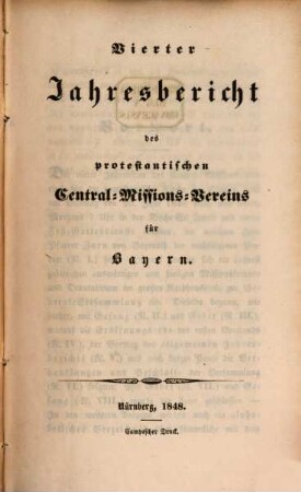 Jahresbericht des Protestantischen Central-Missions-Vereines für Bayern. 4. 1848