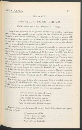 Zorrilla como lírico : Estudio crítico por la Srta. Margaret M. Verdugo.